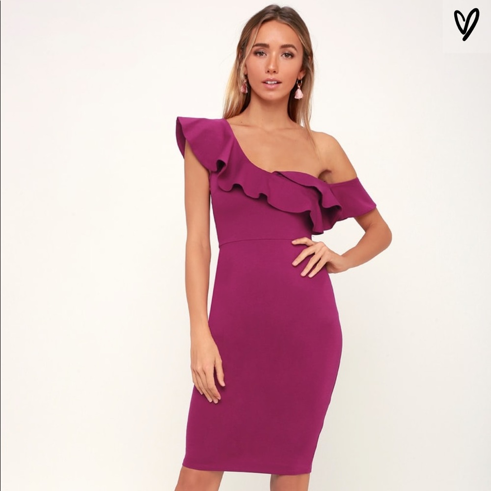 LULUS MAKE IT COUNT RUFFLED ONE-SHOULDER BODYCON